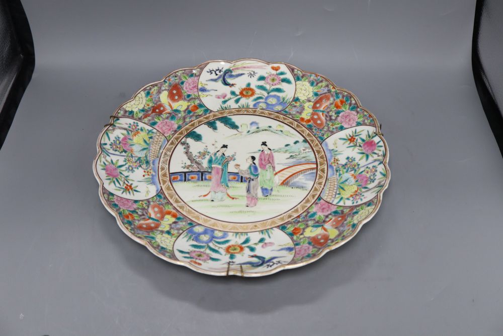 A Japanese famille rose charger, diameter 37cm
